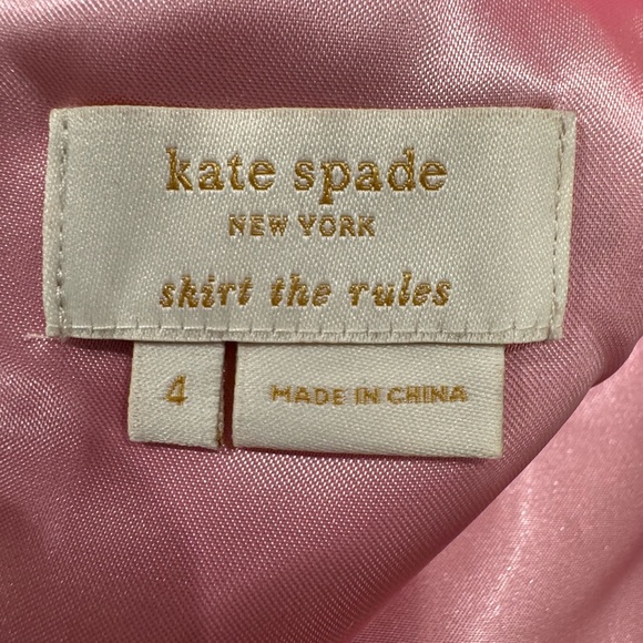 Kate Spade sz 4 Pink & Purple Patterned Pencil Skirt - pink ribbon waistband! - Picture 4 of 4